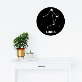 Decoratiune de perete, Lıbra Horoscope, Metal, Dimensiune: 48 x 48 cm, Negru