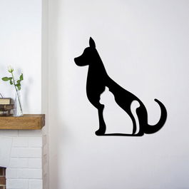 Decoratiune de perete, Cat And Dog, Metal, Dimensiune: 56 x 60 cm, Negru