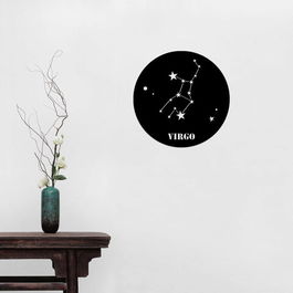 Decoratiune de perete, Vırgo Horoscope, Metal, Dimensiune: 48 x 48 cm, Negru