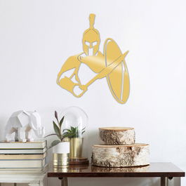 Decoratiune de perete, Warrıor Metal Decor, Metal, Dimensiune: 46 x 57 cm, Auriu