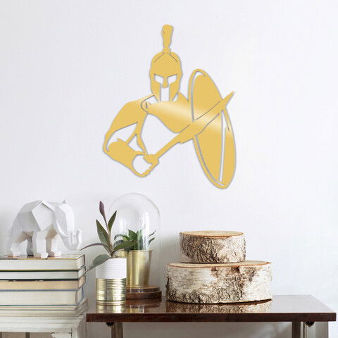 Decoratiune de perete, Warrıor Metal Decor, Metal, Dimensiune: 46 x 57 cm, Auriu