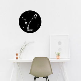 Decoratiune de perete, Pısces Horoscope, Metal, Dimensiune: 48 x 48 cm, Negru