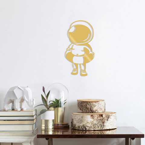 Decoratiune de perete, Baby Astronaut, Metal, Dimensiune: 34 x 65 cm, Auriu