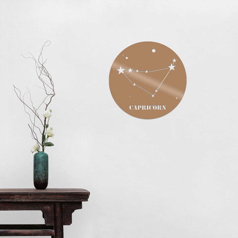 Decoratiune de perete, Caprıcorn Horoscope, Metal, Dimensiune: 48 x 48 cm, Cupru