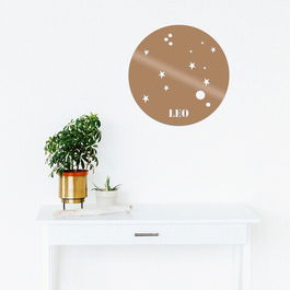 Decoratiune de perete, Leo Horoscope, Metal, Dimensiune: 48 x 48 cm, Cupru