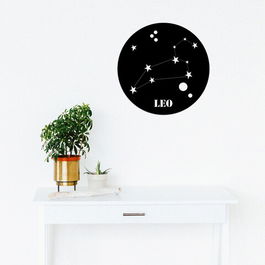 Decoratiune de perete, Leo Horoscope, Metal, Dimensiune: 48 x 48 cm, Negru