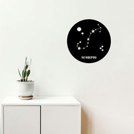 Decoratiune de perete, Scorrpıo Horoscope, Metal, Dimensiune: 48 x 48 cm, Negru