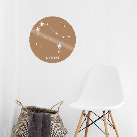 Decoratiune de perete, Gemini Horoscope, Metal, Dimensiune: 48 x 48 cm, Cupru