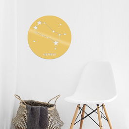 Decoratiune de perete, Gemini Horoscope, Metal, Dimensiune: 48 x 48 cm, Auriu