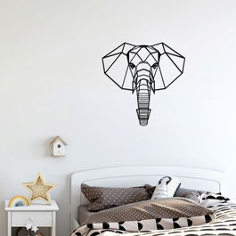 Decoratiune de perete, Elephant 2, Metal, Dimensiune: 46 x 46 cm, Negru