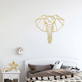 Decoratiune de perete, Elephant 2, Metal, Dimensiune: 46 x 46 cm, Auriu