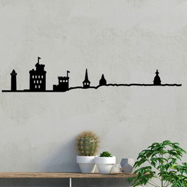 Decoratiune de perete, La Rochelle Skyline, Metal, Dimensiune: 60 x 68 cm, Negru