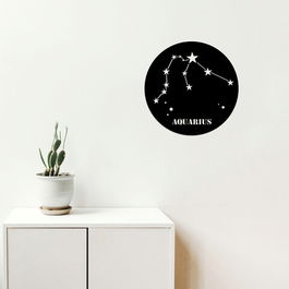 Decoratiune de perete, Aquarıus Horoscope, Metal, Dimensiune: 48 x 48 cm, Negru