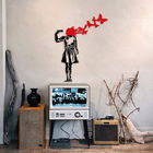 Decoratiune de perete, Banksy, Metal, Dimensiune: 66 x 51 cm, Negru/Roșu