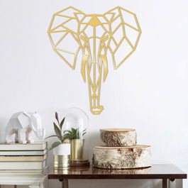 Decoratiune de perete, Elephant Metal Decor, Metal, Dimensiune: 45 x 52 cm, Auriu
