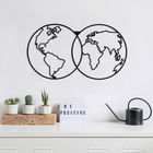 Decoratiune de perete, World Map, Metal, Dimensiune: 60 x 34 cm, Negru