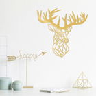 Decoratiune de perete, Deer3, Metal, Dimensiune: 50 x 49 cm, Auriu