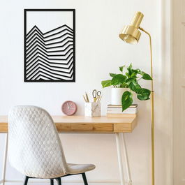 Decoratiune de perete, Lines, Metal, Dimensiune: 35 x 50 cm, Negru