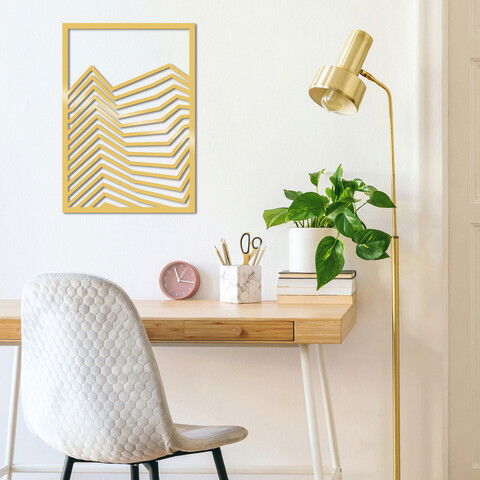 Decoratiune de perete, Lınes Metal Decor, Metal, Dimensiune: 35 x 50 cm, Auriu
