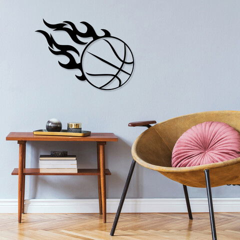 Decoratiune de perete, Fireball, Metal, Dimensiune: 65 x 47 cm, Negru