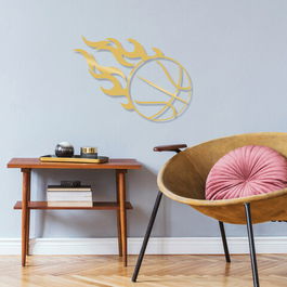 Decoratiune de perete, Fireball, Metal, Dimensiune: 65 x 47 cm, Auriu
