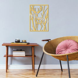 Decoratiune de perete, Deer Metal Decor, Metal, Dimensiune: 35 x 50 cm, Auriu