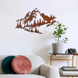 Decoratiune de perete, Mountain, Metal, 70 x 40 cm, Multicolor