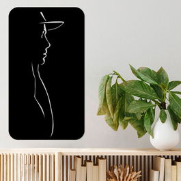 Decoratiune de perete, Side Profile, Metal, Dimensiune: 40 x 1,5 x 70 cm, Negru