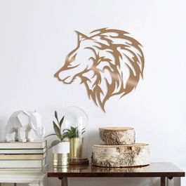 Decoratiune de perete, Wolf3, Metal, Dimensiune: 56 x 60 cm, Cupru