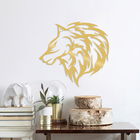 Decoratiune de perete, Wolf3, Metal, Dimensiune: 56 x 60 cm, Auriu