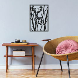 Decoratiune de perete, Deer, Metal, Dimensiune: 35 x 50 cm, Negru