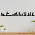 Decoratiune de perete, Rotterdam Skyline, Metal, Dimensiune: 120 x 19 cm, Negru