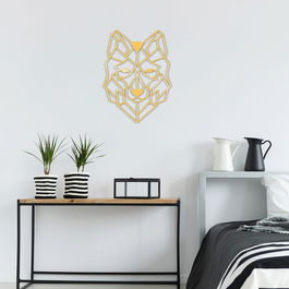 Decoratiune de perete, Wolf2 Metal Decor, Metal, Dimensiune: 41 x 57 cm, Auriu