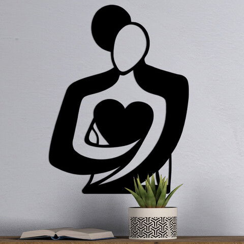 Decoratiune de perete, Love, Metal, 70 x 52 cm, Negru