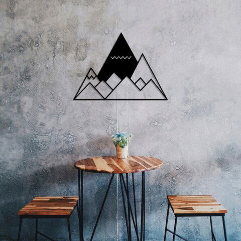 Decoratiune de perete, Mountain 3, Metal, Dimensiune: 70 x 50 cm, Negru