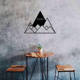 Decoratiune de perete, Mountain 3, Metal, Dimensiune: 70 x 50 cm, Negru