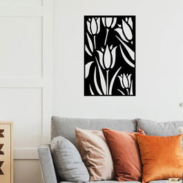 Decoratiune de perete, Tulip, Metal, Dimensiune: 39 x 61 cm, Negru