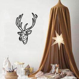 Decoratiune de perete, Dear, Metal, 48 x 69 cm, Negru