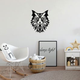 Decoratiune de perete, Cat6, Metal, Dimensiune: 48 x 57 cm, Negru