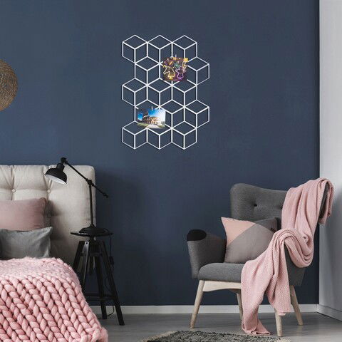 Decoratiune de perete, Moodboard 1, Metal, Dimensiune: 45 x 60 cm, Argintiu