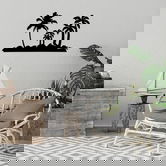 Decoratiune de perete, Palm Trees, Metal, 70 x 42 cm, Negru