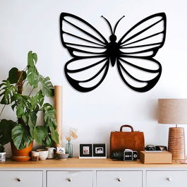 Decoratiune de perete, Butterfly 4, Metal, Dimensiune: 60 x 45 cm, Negru