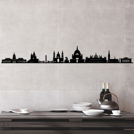 Decoratiune de perete, Budapest Skyline , Metal, Dimensiune: 120 x 16 cm, Negru