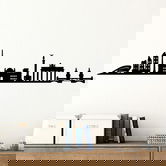 Decoratiune de perete, Berlin Skyline, Metal, Dimensiune: 119 x 24 cm, Negru