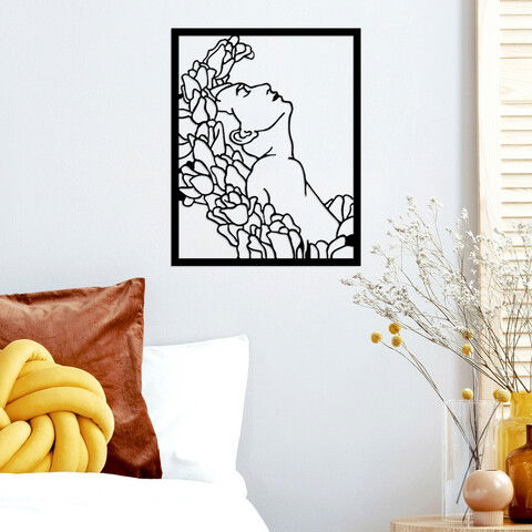 Decoratiune de perete, Woman 5, Metal, Dimensiune: 40 x 50 cm, Negru