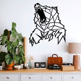 Decoratiune de perete, Bear 1, Metal, Dimensiune: 52 x 60 cm, Negru