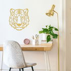 Decoratiune de perete, Tiger, Metal, Dimensiune: 56 x 60 cm, Auriu