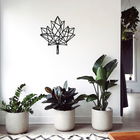 Decoratiune de perete, Leaf 3, Metal, Dimensiune: 60 x 65 cm, Negru