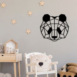 Decoratiune de perete, Panda 4, Metal, Dimensiune: 57 x 54 cm, Negru