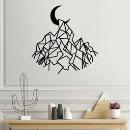 Decoratiune de perete, Mountain And Crescent, Metal, Dimensiune: 67 x 65 cm, Negru
